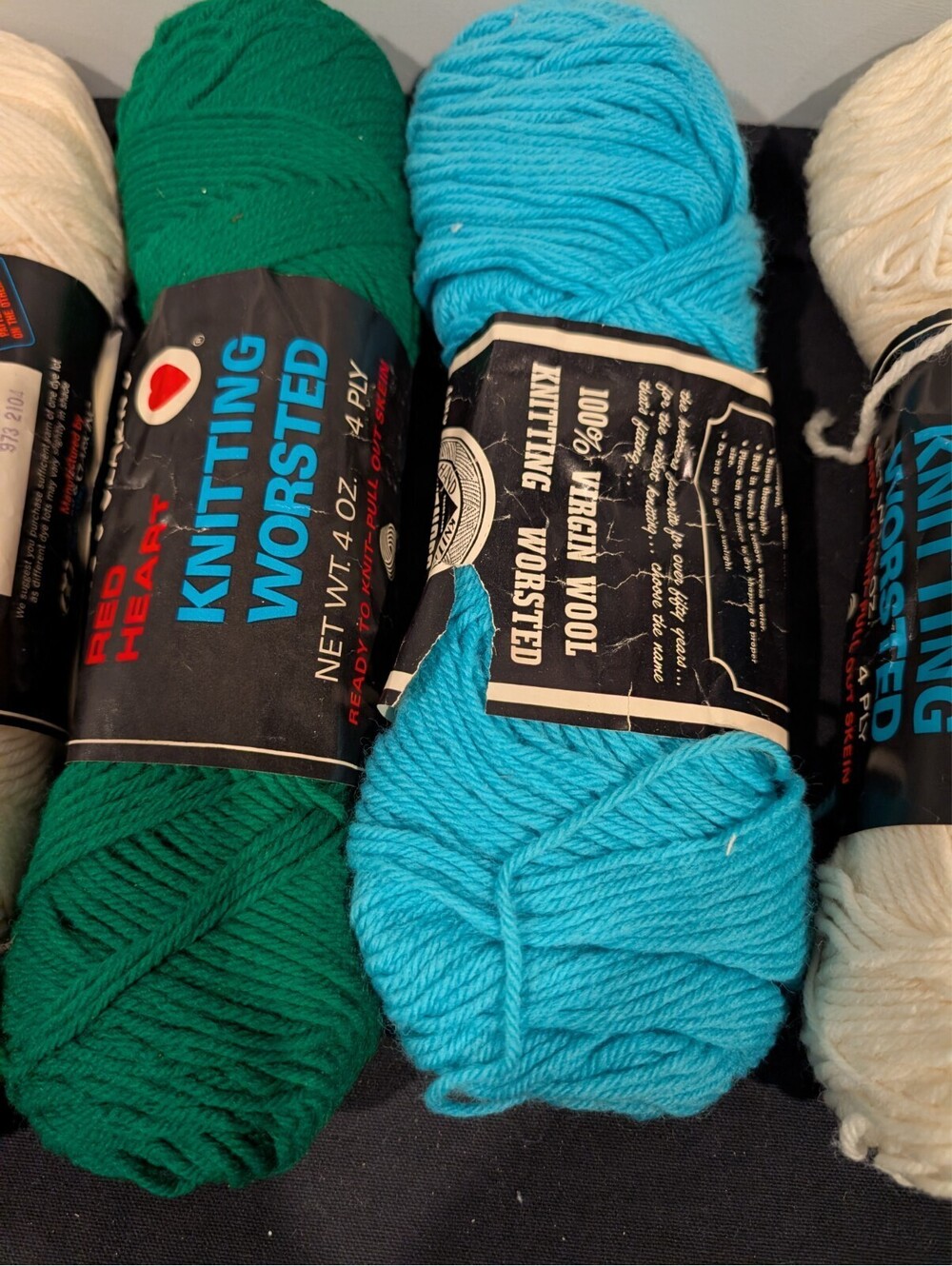 6 Skeins Vintage 100% Pure Virgin Wool Knitting Worsted Yarn Lot Coats Clark
